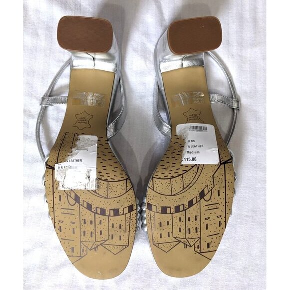 NWT BELLA VITA Zariah Silver Strappy Block Heel Leather Slingback Sandals Size 8 - Picture 2 of 6